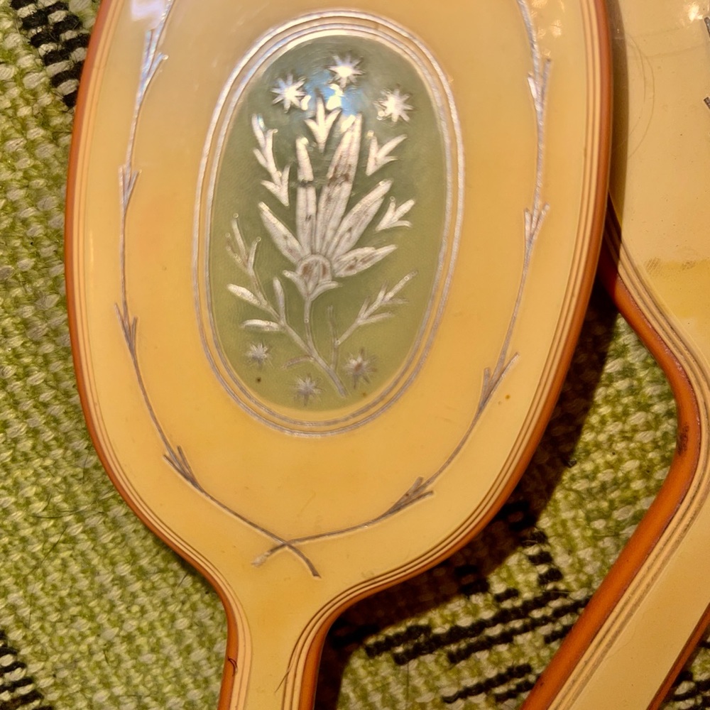 FRENCH IVORY MIRROR AND BRUSH